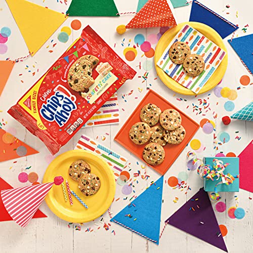 CHIPS AHOY! Chewy Confetti Cake Chocolate Chip Cookies with Rainbow Sprinkles, Birthday Cookies, Family Size, 12 - 14.38 oz Packs