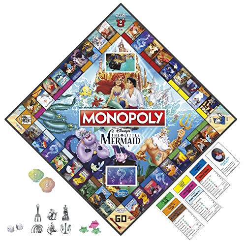 Monopoly: Disney's The Little Mermaid Edition Board Game, 2-6 Players for Family and Kids Ages 8+, with 6 Themed Monopoly Tokens (Amazon Exclusive)