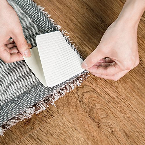 Home Techpro Rug Pads Grippers, 8 PCS Non Slip Washable Grippers for Rug, “Vacuum TECH” - New Materials to Anti Curling Rug Pad : Keep Your Rug in Place and Make Corner Flat and Easily Peel Off