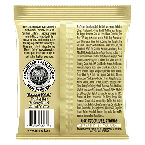Ernie Ball Folk Nylon Clear and Gold Ball-End 80/20 Bronze Acoustic Guitar Strings, 28-42 Gauge (P02069)