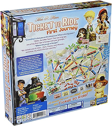 Ticket to Ride Europe First Journey Board Game | Strategy Game | Train Adventure Game | Fun Family Game for Kids and Adults | Ages 6+ | 2-4 Players | Avg. Playtime 15-30 Mins | Made by Days of Wonder