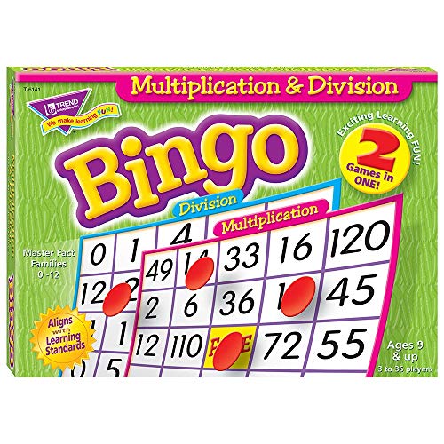 Trend Enterprises: Multiplication and Division Bingo Game, Exciting Way for All to Learn, 2 Games in One! Play 8 Different Ways, Great for Classrooms and at Home, 2 to 36 Players, for Ages 9 and Up