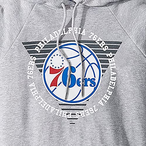Ultra Game NBA Philadelphia 76ers Womens Soft Fleece Pullover Hoodie Sweatshirt With Varsity Stripe, Heather Gray, Small