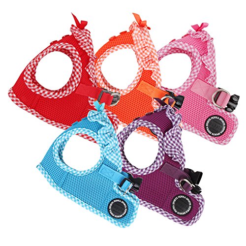 Puppia Vivien Vest Dog Harness Step-in All Season Mesh Cute No Pull No Choke Walking Training for Small Dog, Orange, Medium