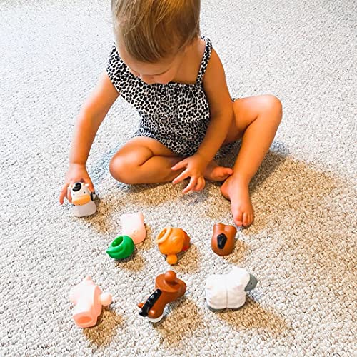 Melissa and Doug Pop Blocs Farm Animals Educational Baby Toy - 10 Linkable Pieces