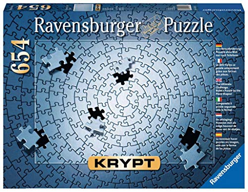 Ravensburger Krypt Silver 654 Piece Blank Jigsaw Puzzle Challenge for Adults – Every Piece is Unique, Softclick Technology Means Pieces Fit Together Perfectly
