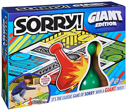 Giant Sorry! Classic Family Board Game Indoor Outdoor Retro Party Activity Summer Toy with Oversized Gameboard, for Adults and Kids Ages 6 and up