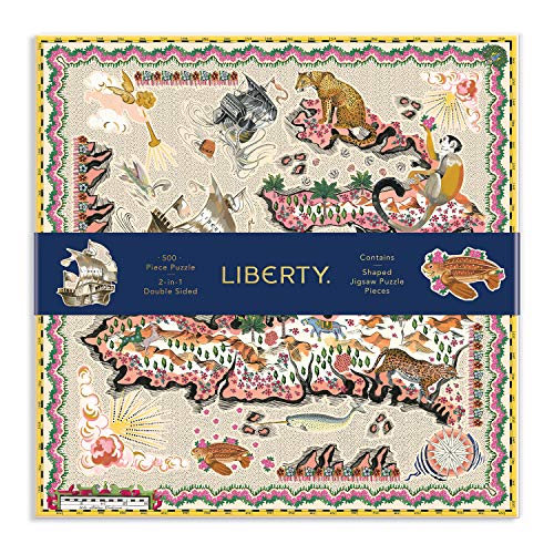 Liberty Maxine 500 Piece Double Sided Puzzle with Shaped Pieces from Galison - Featuring Liberty's Iconic Floral and Graphic Prints and 15 Uniquely Shaped Jigsaw Pieces, 20' x 20', Unique Gift Idea