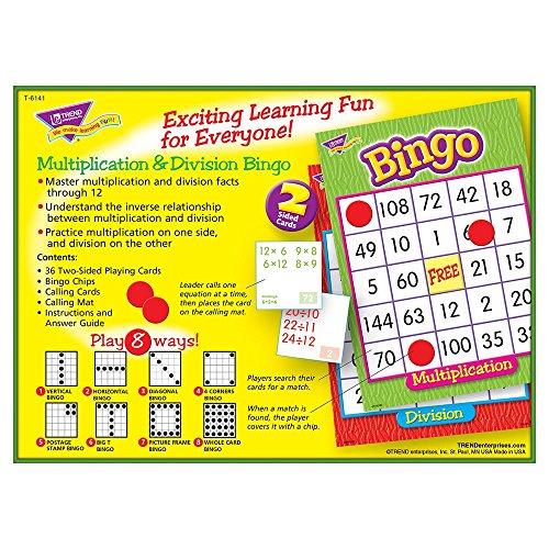 Trend Enterprises: Multiplication and Division Bingo Game, Exciting Way for All to Learn, 2 Games in One! Play 8 Different Ways, Great for Classrooms and at Home, 2 to 36 Players, for Ages 9 and Up