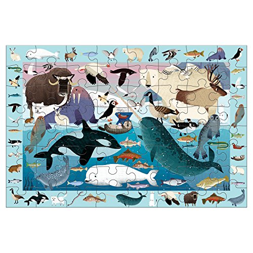 Mudpuppy Arctic Life Search and Find Puzzle, 64 Pieces, 23”x15.5” – For Kids Age 4-7 - Colorful Illustrations of Animals, Fish, Birds Living in the Arctic – Complete Puzzle to Find 40+ Hidden Images