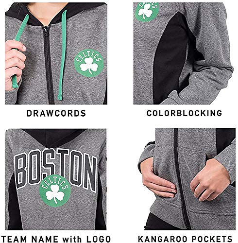 NBA Houston Rockets Women's Soft Fleece Full Zip Hoodie Sweatshirt Jacket, Heather Charcoal, M