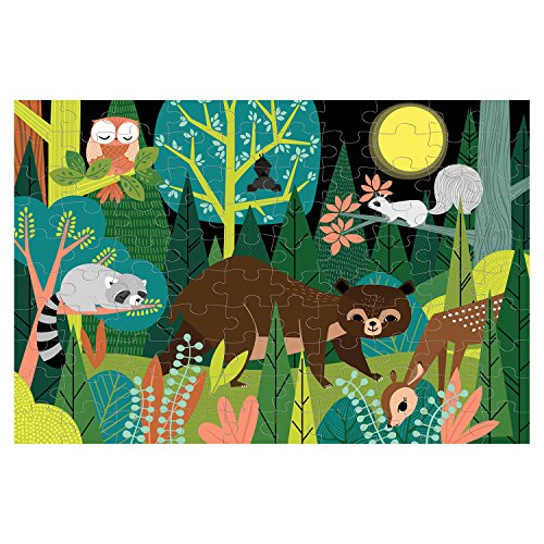 Mudpuppy in The Forest Glow-in-The-Dark Puzzle, 100 Pieces, 18”x12” –Perfect for Kids Age 5+ - Colorful and Glowing Illustrations of Forest Life - Award-Winning Glow in The Dark Puzzle