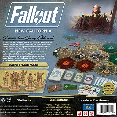 Fallout The Board Game New California Expansion | Strategy Board Game | Apocalyptic Adventure Game for Adults and Teens | Ages 14+ | 1-4 Players | Avg Playtime 2-3 Hours, Made by Fantasy Flight Games