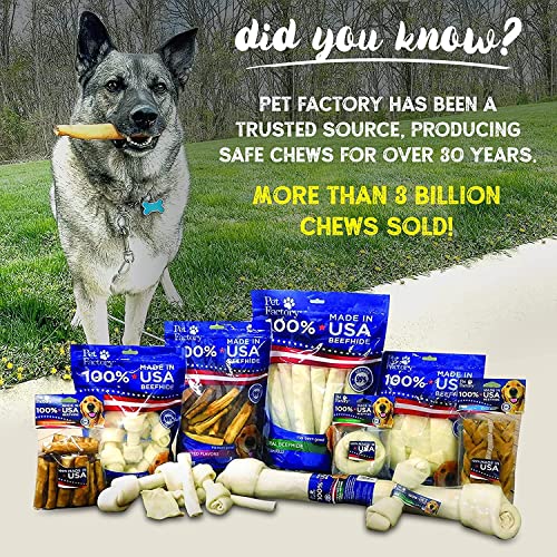 Pet Factory 100% Made in USA Beefhide 8' Rolls Dog Chew Treats - Natural Flavor, 10 Count/1 Pack