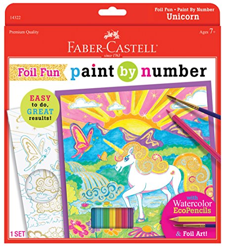 Faber-Castell Paint by Number Foil Fun - Unicorns - Color and Display 1 Unicorn Paint by Number Board