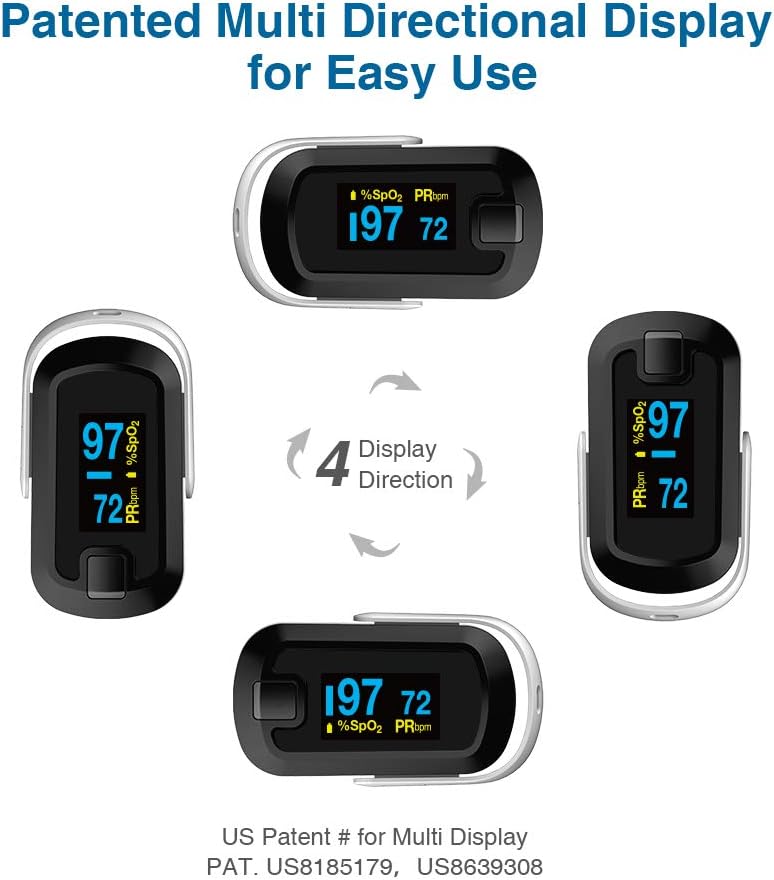 mibest OLED Finger Pulse Oximeter, O2 Meter, Dual Color White/Black