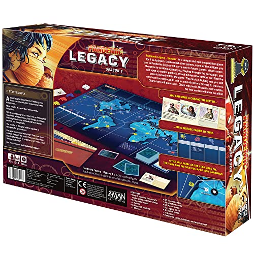 Pandemic Legacy Season 1 Red Edition Board Game | Board Game for Adults and Family | Cooperative Board Game | Ages 13+ | 2 to 4 players | Average Playtime 60 minutes | Made by Z-Man Games