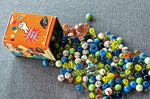Neato! Classics 160 Marbles In A Tin Box - Retro Nostalgia Glass Shooter, Marble Games Are Timeless Play For Kids - Boys and Girls