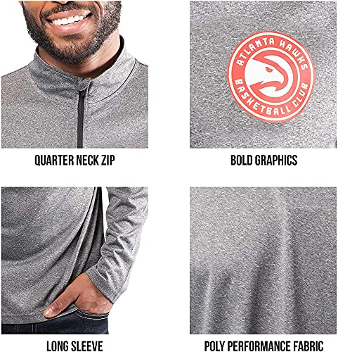 Ultra Game NBA Men's Quarter Zip Long Sleeve Pullover T-Shirt