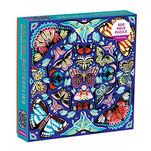 Mudpuppy Kaleido-Butterflies Jigsaw Puzzle, 500 Pieces, 20” x 20” – Ages 8+ – Colorfully Arranged in a Kaleidoscope View Pattern – Fun and Challenging Family Puzzle – Fun Indoor Activity