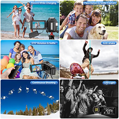 ALSONE Video Camera Camcorder Digital YouTube Vlogging Camera Recorder FHD 1080P 24.0MP 3.0 Inch 270 Degree Rotation Screen 16X Digital Zoom Camcorder with Microphone,Remote Control and 2 Batteries