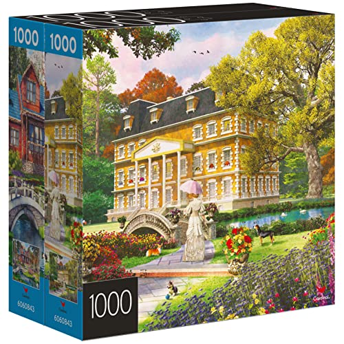 2-Pack of 1000-Piece Jigsaw Puzzles, Pine Cabin and Summer Estate Gifts for Mom for Adults and Kids Ages 8+, Amazon Exclusive