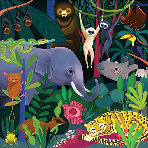Mudpuppy Jungle Illuminated 500 Piece Glow in the Dark Jigsaw Puzzle for Kids and Families, Family Puzzle with Glow in the Dark Jungle Theme