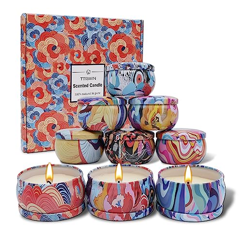 TTRWIN 9 Pack Scented Candles Gift Set, Natural Soy Wax Candles, Relaxing Candles for Women, Home Scented, Aromatherapy and Stress Relief, Gift for Christmas, Birthday, Valentine, Mother's Day
