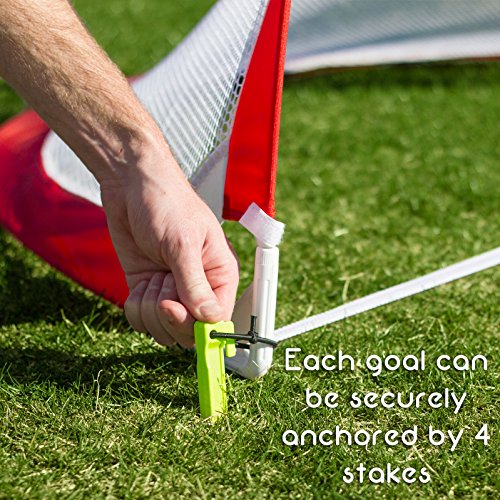 GoSports Portable Pop Up Soccer Goals for Backyard - Kids and Adults - Set of Two 2.5 ft Nets with Agility Training Cones and Carrying Case