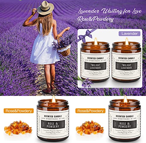 Candles for Home Scented,Scented Candles 4 Pack Natural Soy Relaxing Candle Set,Lavender Candles for Cleansing House,Women Gifts for Christmas,Birthday Candles,Valentine's Day,Mother's Day Gift