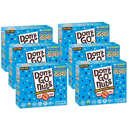 Don't Go Nuts Nut-Free Organic Chewy Granola Bars, Blueberry, 30 Count, Non GMO, Gluten Free