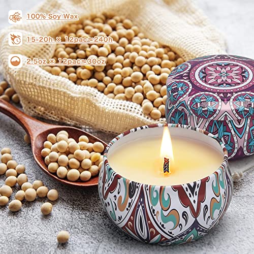 Scented Candles Gifts for Women, 12 Pack Candles for Home Scented, 30 Oz Soy Wax Candles Gifts Sets, 240H Burning Candles for Scented, Ideal for Valentine's Day, Mother's Day, Birthday, Christmas Day