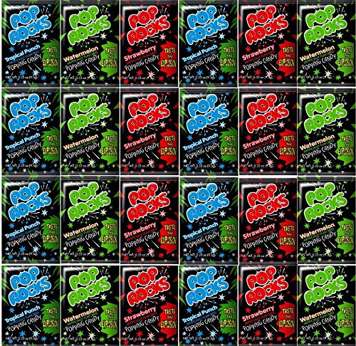 Pop Rocks Popping Mixed Candy Gift Box - 24 Count Total - Strawberry, Watermelon and Tropical Punch - Taste the Explosion - Care Package for Family, Friends, Kids and more