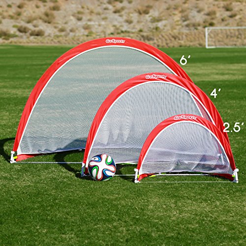 GoSports Portable Pop Up Soccer Goals for Backyard - Kids and Adults - Set of Two 2.5 ft Nets with Agility Training Cones and Carrying Case