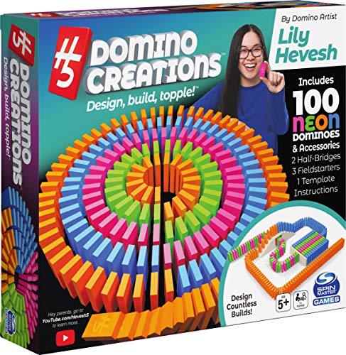 H5 Domino Creations 100-Piece Neon Set by Lily Hevesh, for Families and Kids Ages 5 and Up