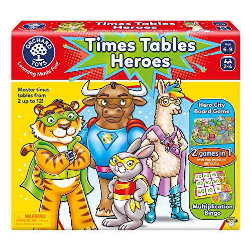 Orchard Toys Moose Games Times Tables Heroes. an exciting Multiplication Game, Superhero Play. for Ages 6-9 and for 2-4 Players