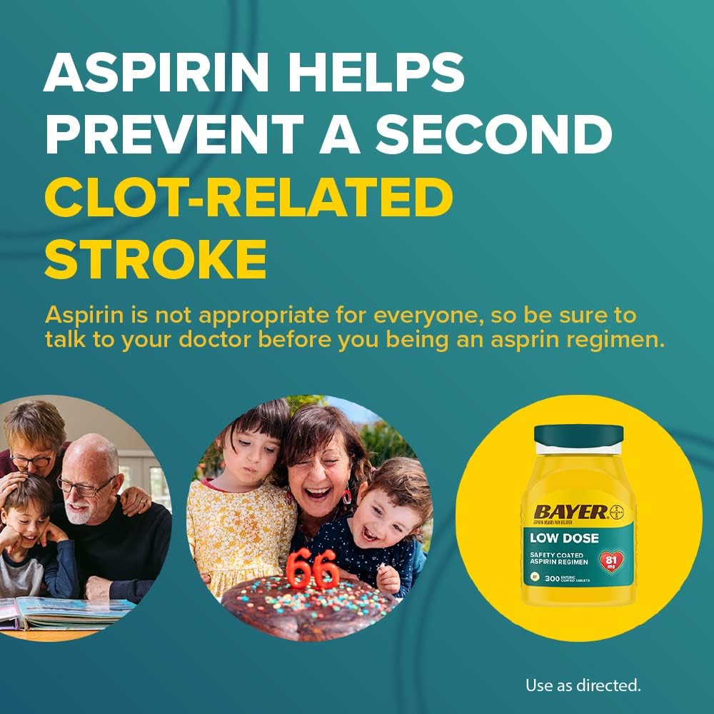 Aspirin Regimen Bayer 81mg Enteric Coated Tablets | Pain Reliever | 300 Count