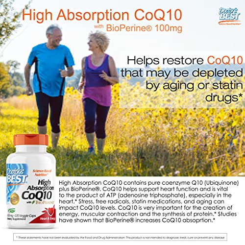 Doctor's Best High Absorption CoQ10 with Bioperine, Heart Health and Energy Production, Non-GMO, Gluten and Soy Free, Vegan, 100 Mg, 120 count