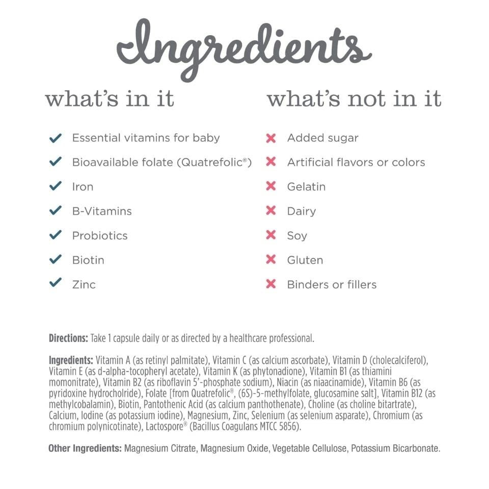 Mommy's Bliss Prenatal Multivitamin with Iron and Folic Acid, Supports Baby Development + Mom Immune System and Energy Levels w/ B Vitamins and Probiotics, Vegan and Gluten Free (45 Servings)