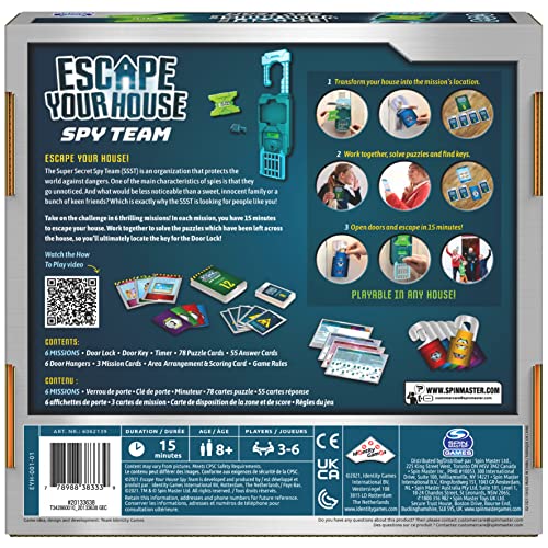 Escape Room The Game, Escape Your House: Spy Team Fun Strategy Family Board Game, for Kids Aged 8 and up