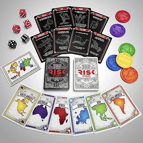Hasbro Gaming Risk Strike Cards and Dice Game for Adults, Teens, and Kids Ages 10+, Quick-Playing Strategy Card Game for 2-5 Players, 20 Min. Average, Family Games