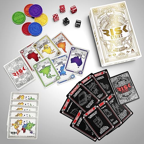 Hasbro Gaming Risk Strike Cards and Dice Game for Adults, Teens, and Kids Ages 10+, Quick-Playing Strategy Card Game for 2-5 Players, 20 Min. Average, Family Games