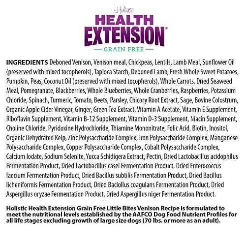 Health Extension Grain Free Little Bites for Dogs, Natural Food with Added Vitamins and Minerals, Perfect for Teacup, Toy and Miniature Dogs, Venison Recipe (3.5lb Bag)