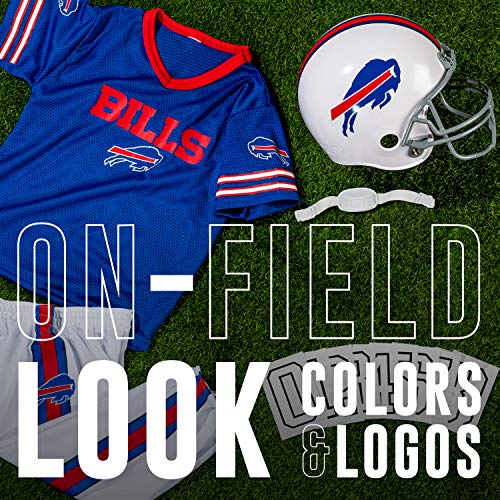 Franklin Sports Buffalo Bills Kids Football Uniform Set - NFL Youth Football Costume for Boys and Girls - Set Includes Helmet, Jersey and Pants - Medium