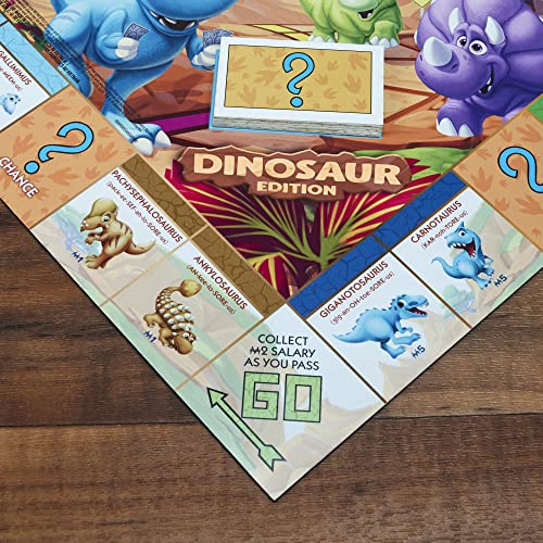 Monopoly Junior Dinosaur Edition Board Game, Kids Board Games, Fun Dinosaur Toys, Dinosaur Board Game for 2-4 players,Multicolor (Amazon Exclusive)
