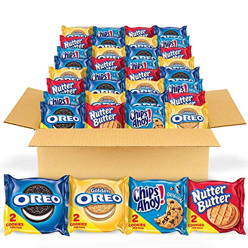 OREO Original, OREO Golden, CHIPS AHOY! and Nutter Butter Cookie Snacks Variety Pack, 56 Snack Packs (2 Cookies Per Pack)