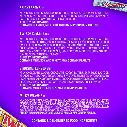 SNICKERS, TWIX, MILKY WAY and 3 MUSKETEERS Individually Wrapped Variety Pack Full Size Milk Chocolate Candy Bars Bulk Assortment, 33.31 oz, 18 Bars