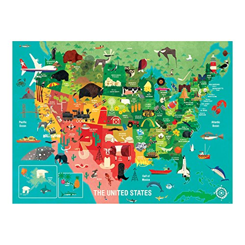 Mudpuppy 1000 Piece United States Jigsaw Puzzle for Adults and Families, USA Family Puzzle with Vibrant Illustrations of The Attributes of The 50 States, One Size (9780735353244)