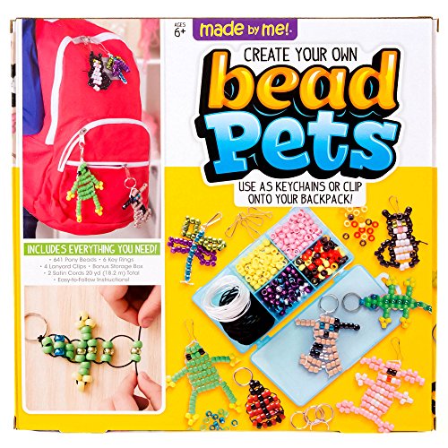 Made By Me Create Your Own Bead Pets by Horizon Group Usa, Includes Over 600 Pony Beads, 6 Key Rings, Storage Box and Much More
