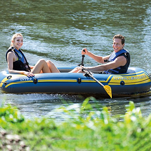 Intex Challenger 2, 2-Person Inflatable Boat Set with French Oars and High Output Air-Pump (Latest Model)